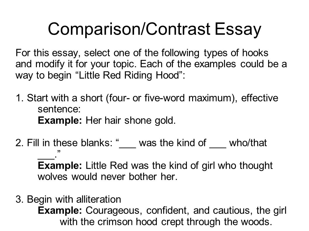 Starting off an compare and contrast essay